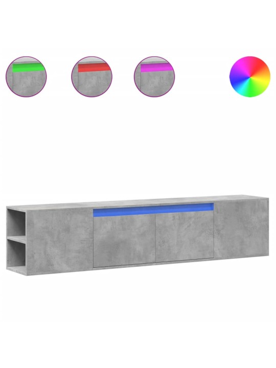 Nástěnná TV skříňka s LED betonově šedá 180 x 31 x 39,5 cm