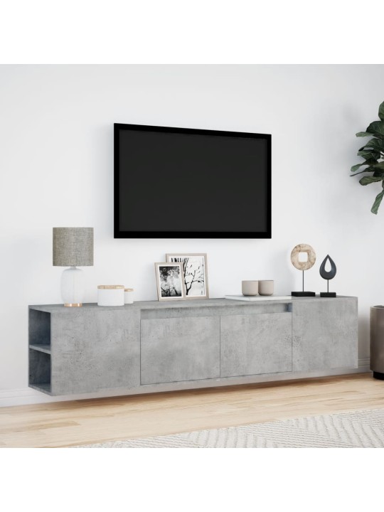 Nástěnná TV skříňka s LED betonově šedá 180 x 31 x 39,5 cm