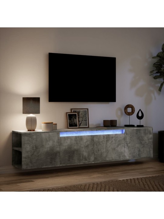 Nástěnná TV skříňka s LED betonově šedá 180 x 31 x 39,5 cm