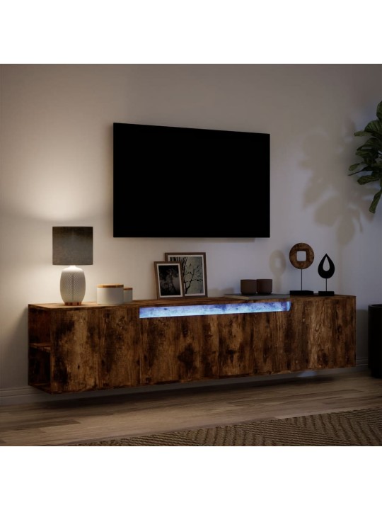 Nástěnná tv skříňka s led kouřový dub 180 x 31 x 39,5 cm
