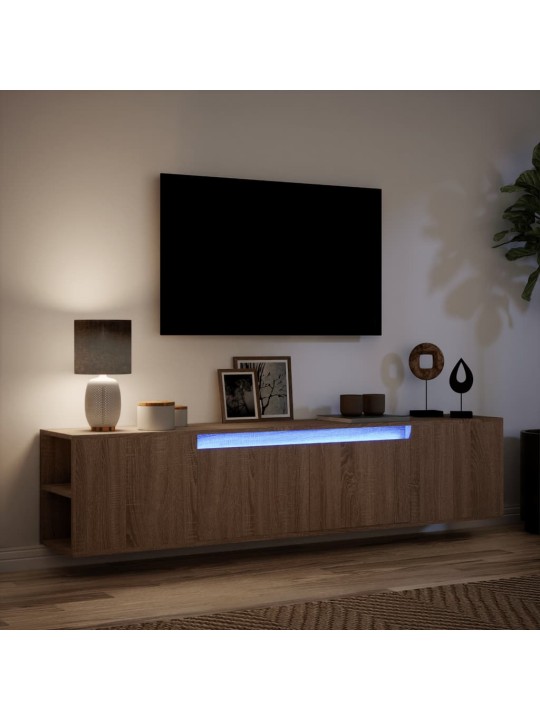 Nástěnná tv skříňka s led hnědý dub 180 x 31 x 39,5 cm