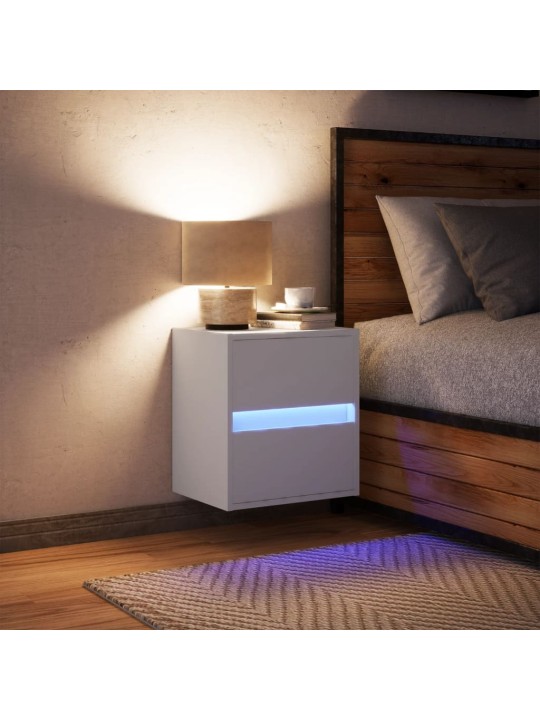 Nástěnný noční stolek s LED osvětlením bílý