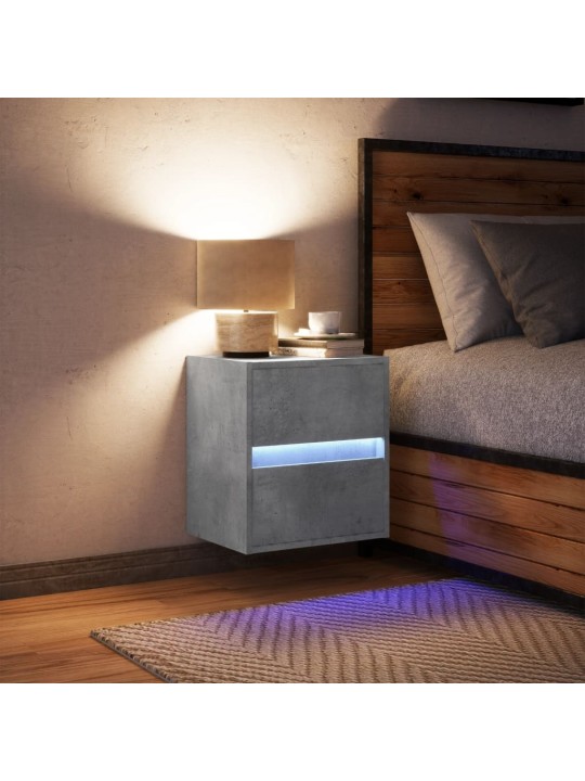 Nástěnný noční stolek s LED osvětlením betonově šedý