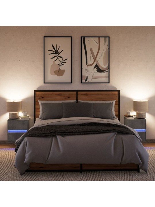 Nástěnné noční stolky s LED osvětlením 2 ks betonově šedé