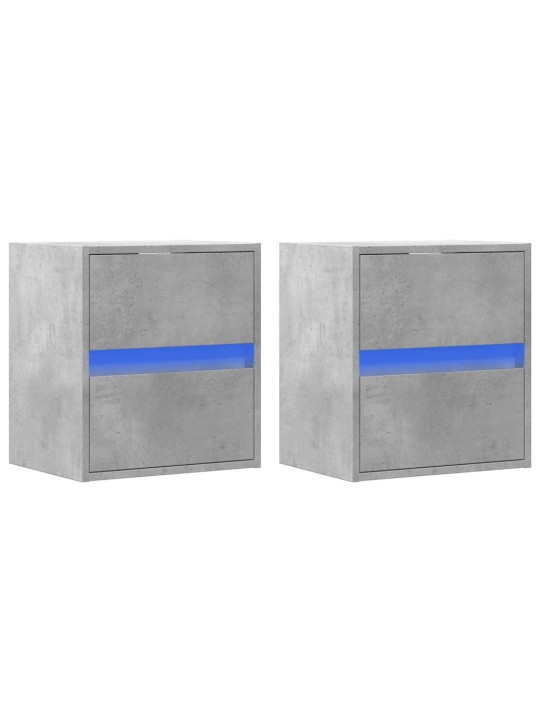 Nástěnné noční stolky s LED osvětlením 2 ks betonově šedé