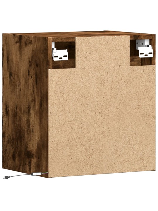 Nástěnné noční stolky s led osvětlením 2 ks kouřový dub