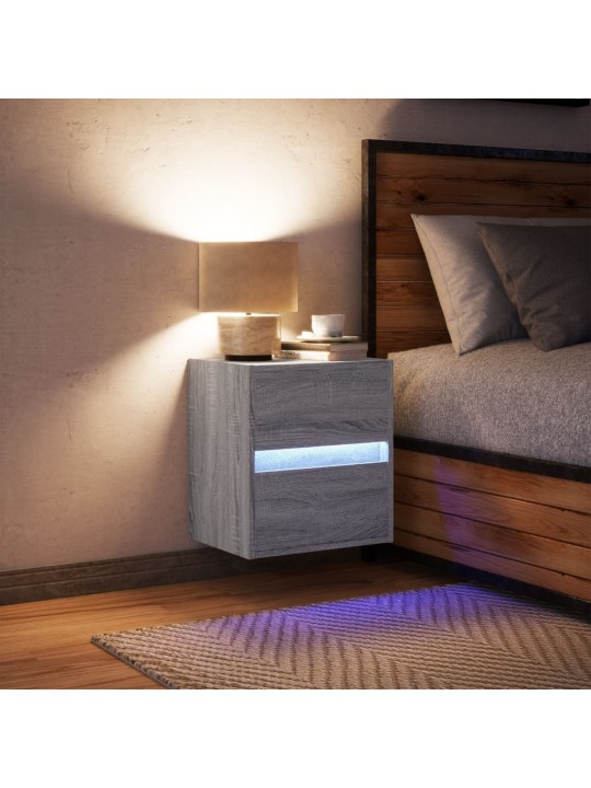 Nástěnný noční stolek s led osvětlením šedý sonoma
