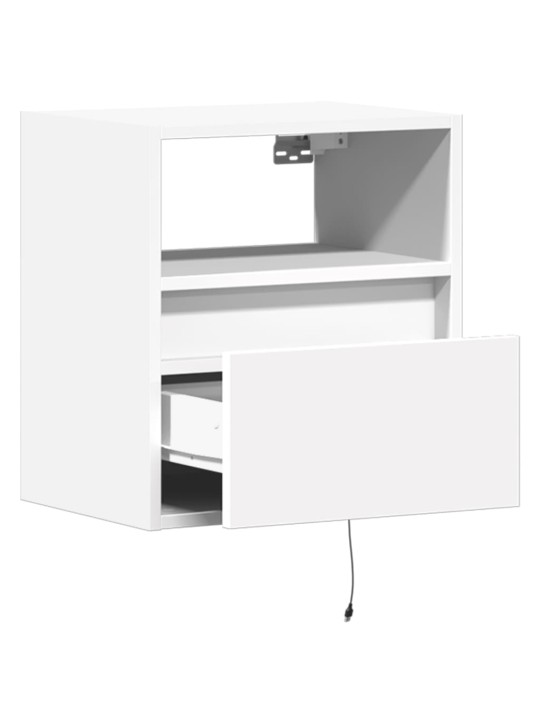 Nástěnný noční stolek s LED osvětlením bílý