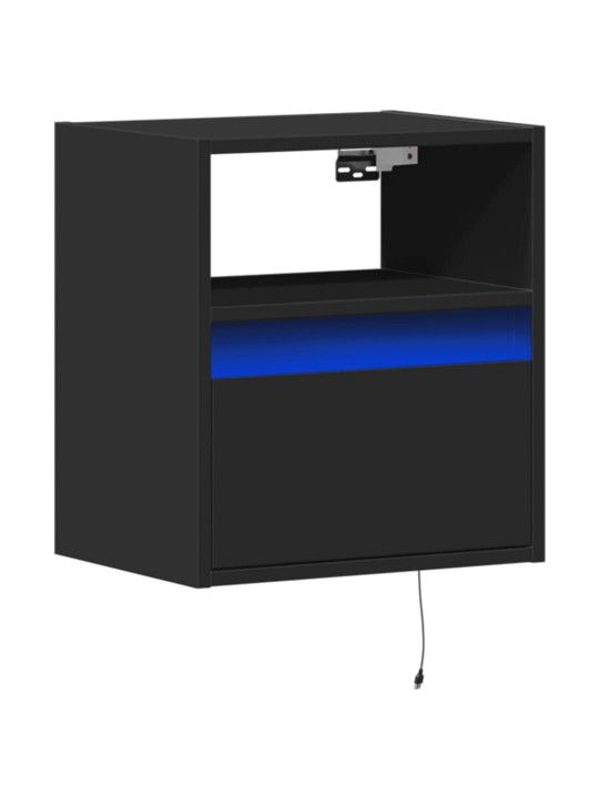 Nástěnný noční stolek s LED osvětlením černý