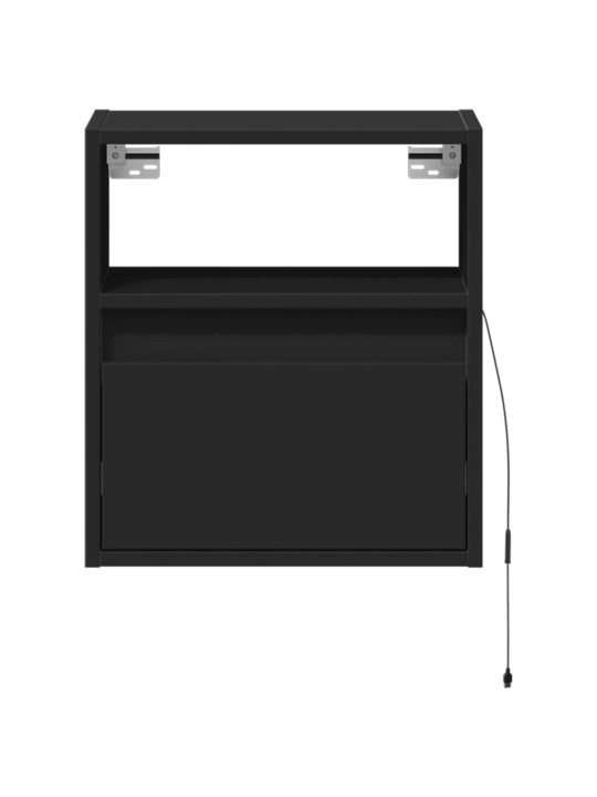 Nástěnný noční stolek s LED osvětlením černý