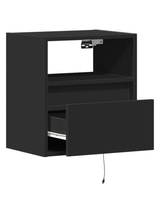 Nástěnný noční stolek s LED osvětlením černý