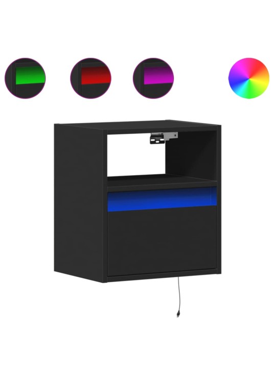 Nástěnné noční stolky s LED osvětlením 2 ks černé