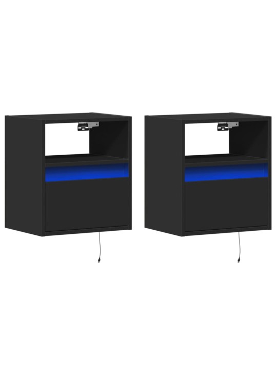 Nástěnné noční stolky s LED osvětlením 2 ks černé
