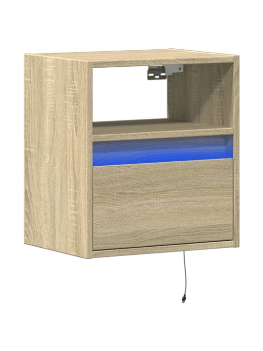 Nástěnný noční stolek s LED osvětlením dub sonoma