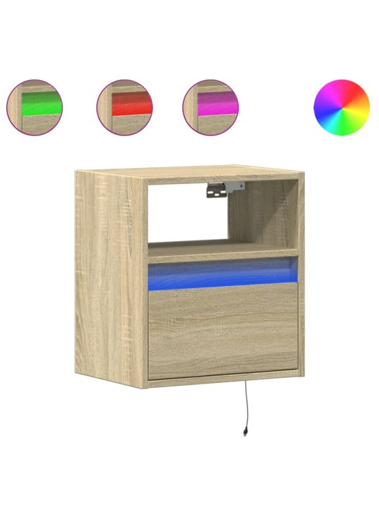 Nástěnné noční stolky s LED osvětlením 2 ks dub sonoma