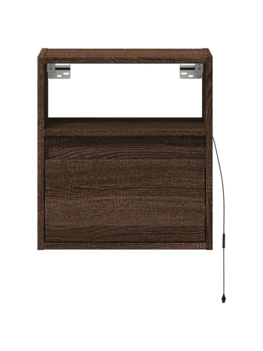 Nástěnné noční stolky s led osvětlením 2 ks hnědý dub