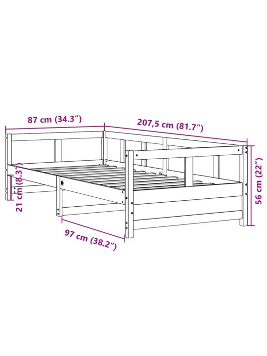 Válenda bez matrace bílá 80 x 200 cm masivní borovice