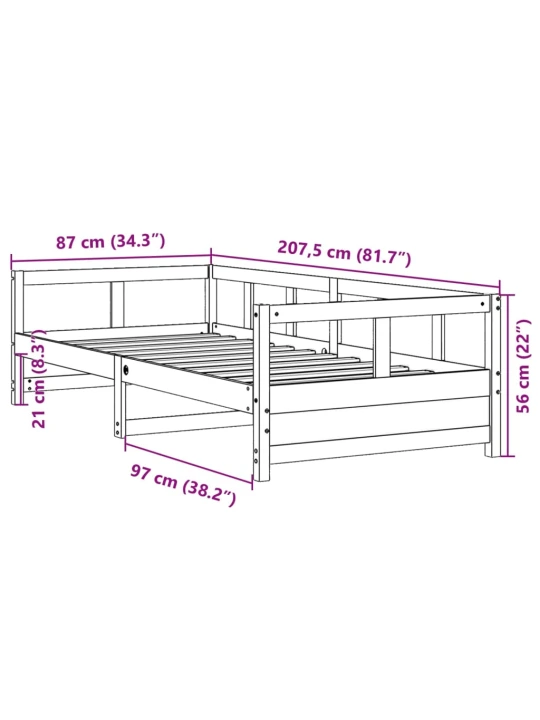Válenda bez matrace voskově hnědá 80 x 200 cm masivní borovice