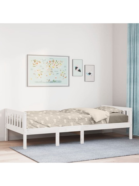 Dětská postel bez matrace bílá 90 x 200 cm masivní borové dřevo