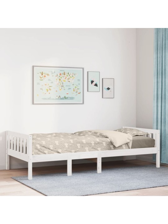 Dětská postel bez matrace bílá 90 x 190 cm masivní borové dřevo