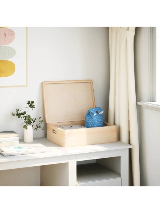 Dřevěná box s víkem a držadly 40x30x13 cm masivní borové dřevo