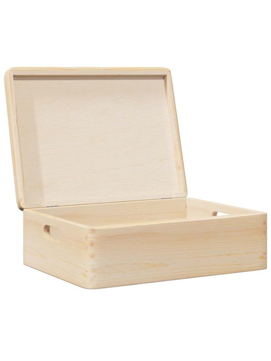 Dřevěná box s víkem a držadly 40x30x13 cm masivní borové dřevo