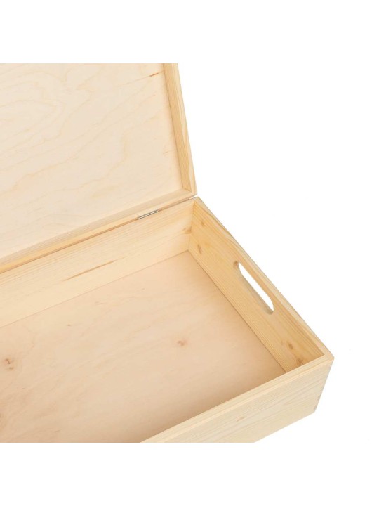 Dřevěná box s víkem a držadly 40x30x13 cm masivní borové dřevo