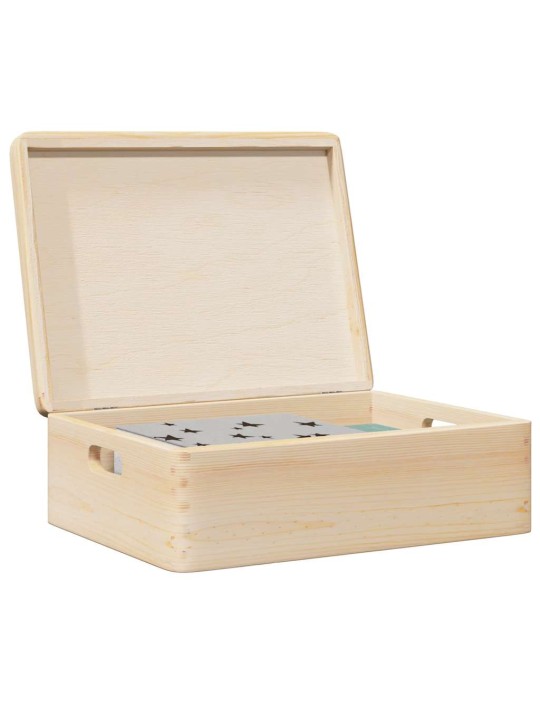 Dřevěná box s víkem a držadly 40x30x13 cm masivní borové dřevo