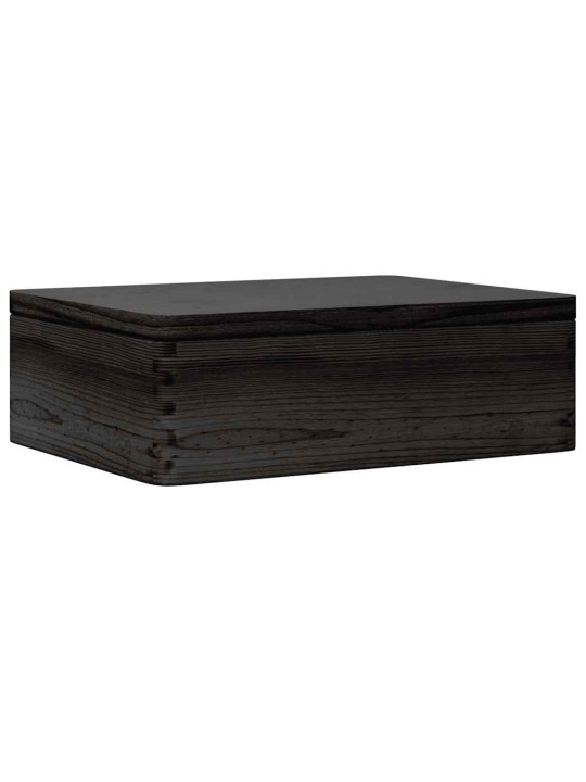 Dřevěná box s víkem černá 40x30x13 cm masivní borové dřevo