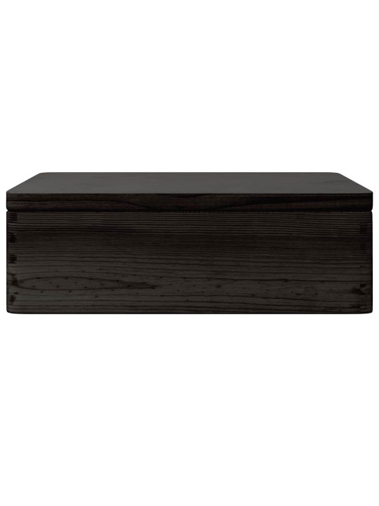 Dřevěná box s víkem černá 40x30x13 cm masivní borové dřevo