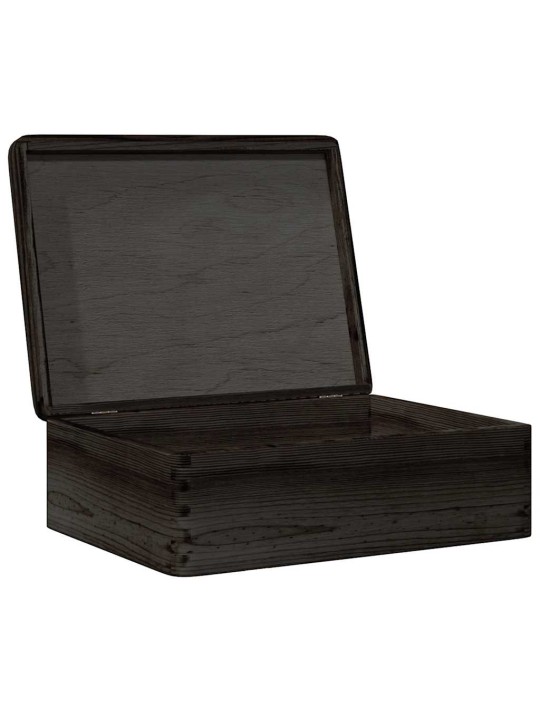 Dřevěná box s víkem černá 40x30x13 cm masivní borové dřevo