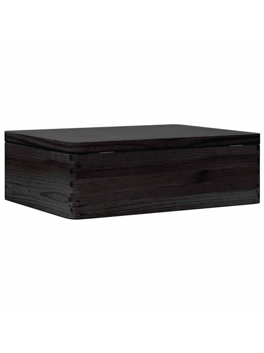 Dřevěná box s víkem černá 40x30x13 cm masivní borové dřevo