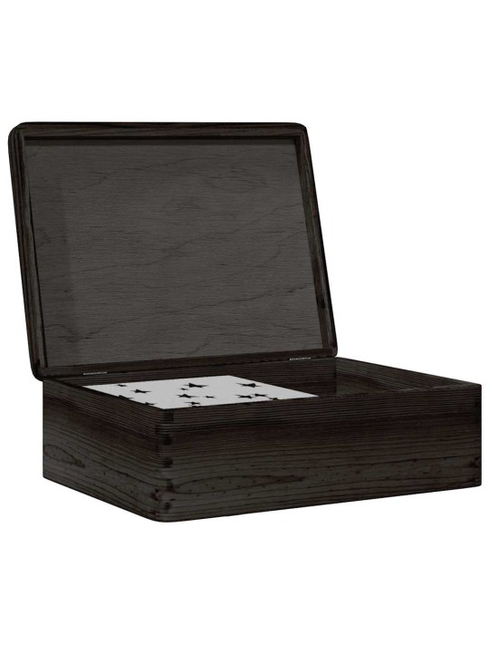 Dřevěná box s víkem černá 40x30x13 cm masivní borové dřevo