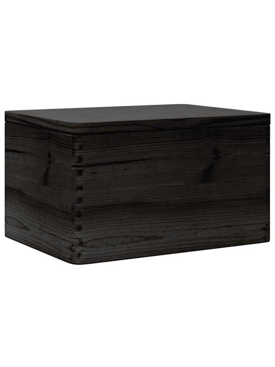 Dřevěná box s víkem černá 40x30x23 cm masivní borové dřevo