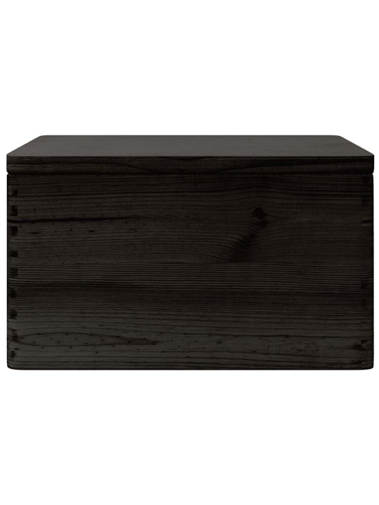 Dřevěná box s víkem černá 40x30x23 cm masivní borové dřevo