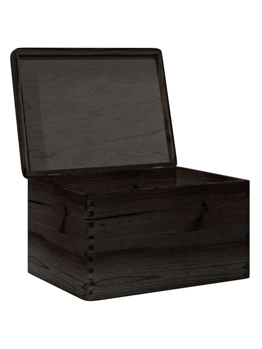 Dřevěná box s víkem černá 40x30x23 cm masivní borové dřevo