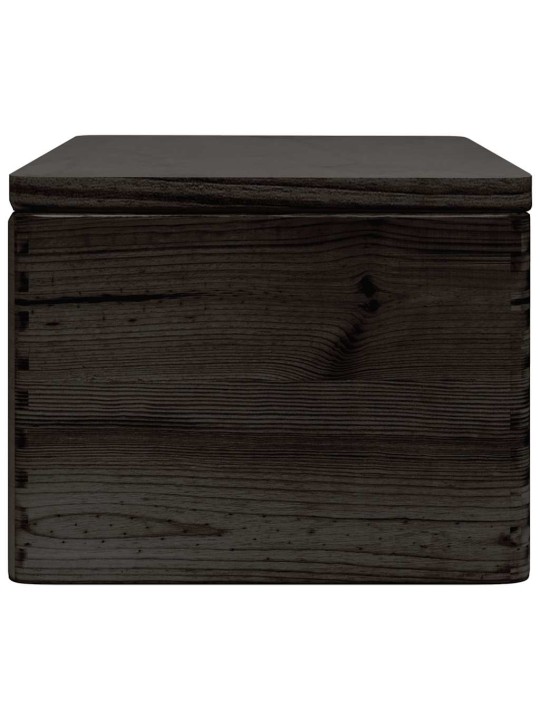 Dřevěná box s víkem černá 40x30x23 cm masivní borové dřevo