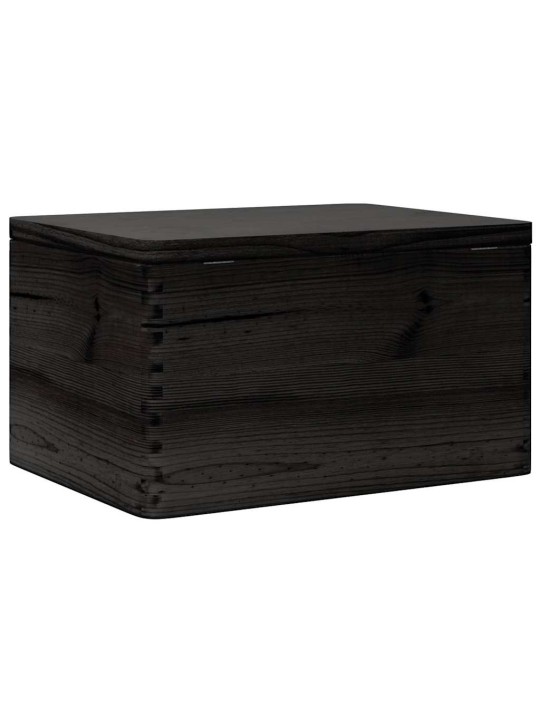 Dřevěná box s víkem černá 40x30x23 cm masivní borové dřevo