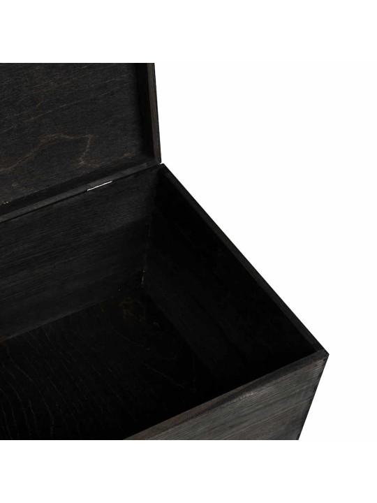 Dřevěná box s víkem černá 40x30x23 cm masivní borové dřevo