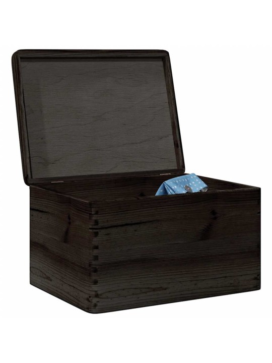 Dřevěná box s víkem černá 40x30x23 cm masivní borové dřevo