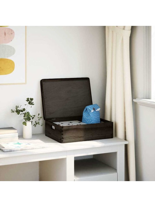 Dřevěná box s víkem a držadly 40x30x13 cm masivní borové dřevo