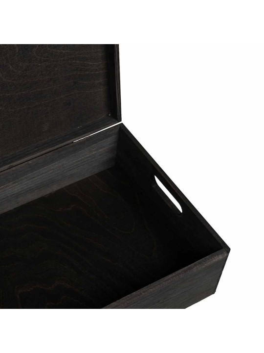 Dřevěná box s víkem a držadly 40x30x13 cm masivní borové dřevo