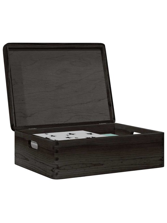 Dřevěná box s víkem a držadly 40x30x13 cm masivní borové dřevo