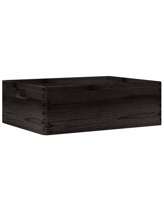 Dřevěná box s úchytkami černá 40x30x13 cm masivní borové dřevo