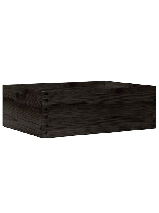 Dřevěná box s úchytkami černá 40x30x13 cm masivní borové dřevo