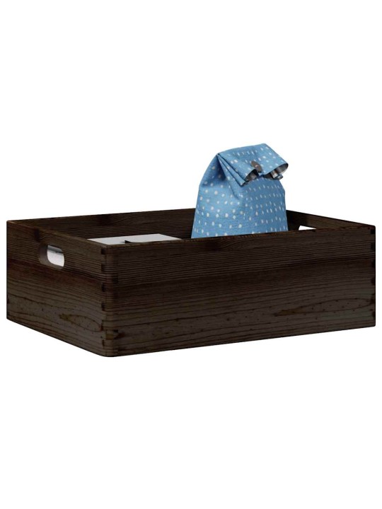 Dřevěná box s úchytkami černá 40x30x13 cm masivní borové dřevo