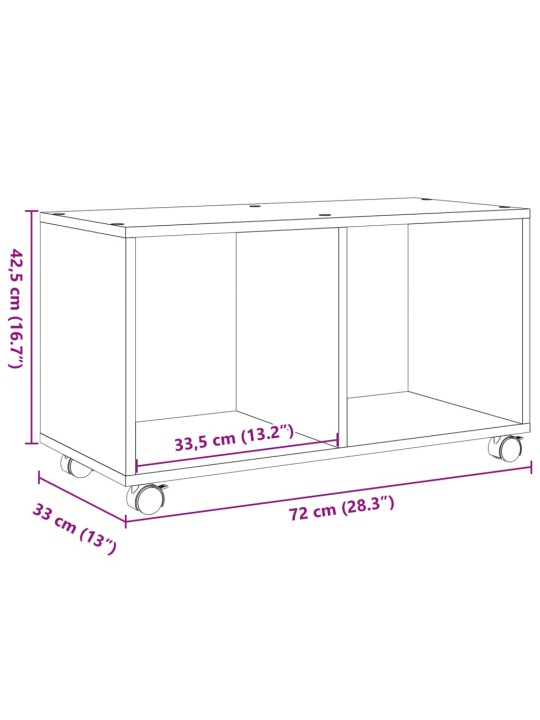 Skříňka na kolečkách bílá 72 x 33 x 42,5 cm kompozitní dřevo