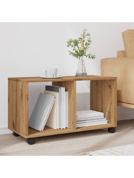 Skříňka na kolečkách dub artisan 72x33x42,5 cm kompozitní dřevo