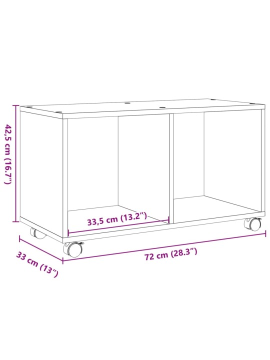Skříňka na kolečkách dub artisan 72x33x42,5 cm kompozitní dřevo