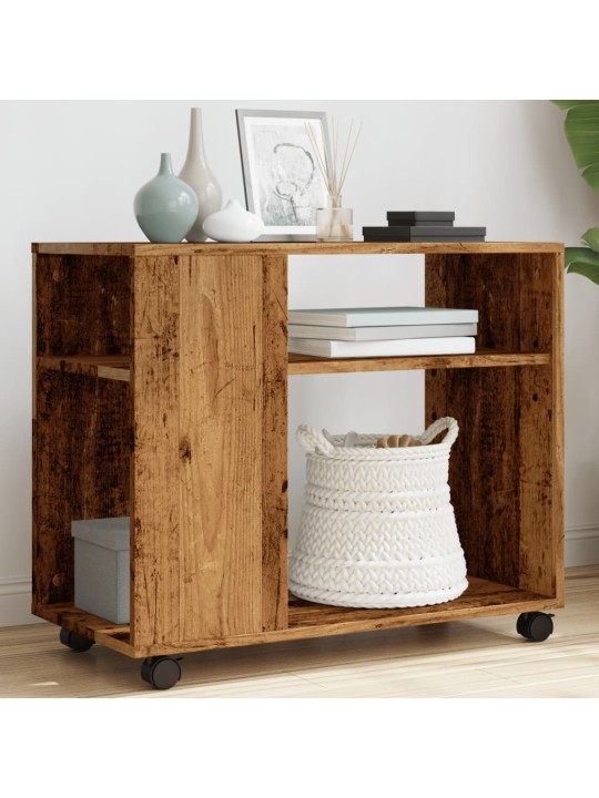Odkládací stolek na kolečkách old wood 70x35x60 cm kompozit